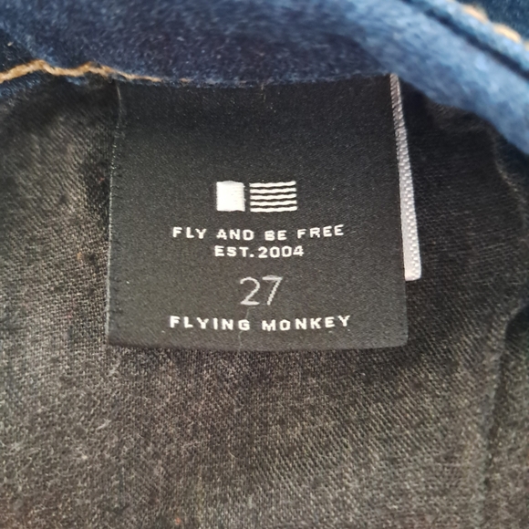 Flying Monkey Sz 27 Distressed Skinny Jeans Raw Hem Pockets Dark Wash Mid Rise - Picture 10 of 13